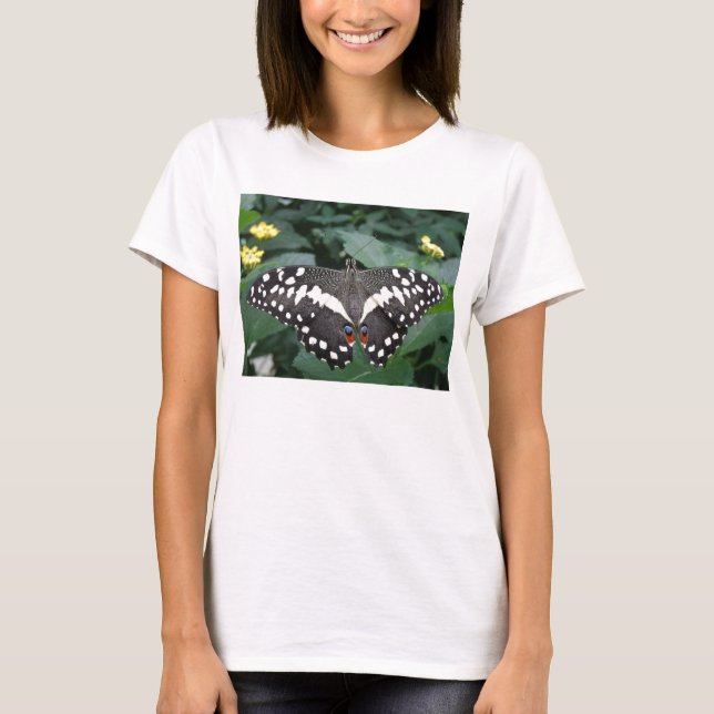 Mariposa de limón y flores Señoras de la camiseta (Anverso)