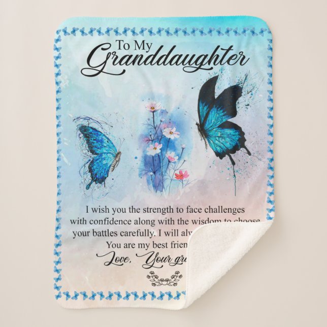 Mariposa de manta personalizada a mi nieta (Anverso)