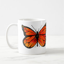 Mariposa de monarca en la taza del café/del té