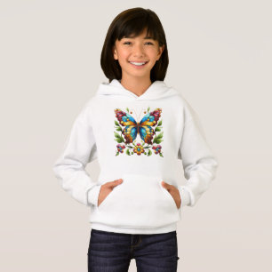 Mariposa de vidrio coloreado con flores