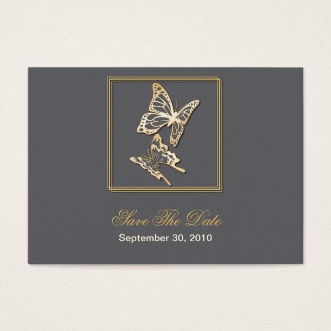 Mariposa Dorada Guardar La MiniCard Boda De Fecha (Frente)