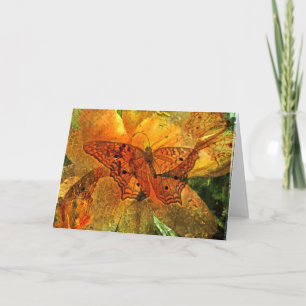Mariposa dorada y lirio - Tarjeta