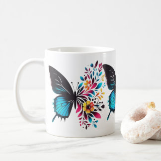 Mariposa elegante y jarra floral
