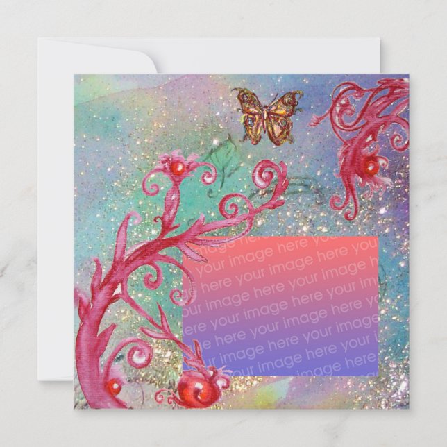 MARIPOSA EN BRILLOS Plantilla de foto de boda azul (Anverso)