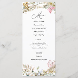 Mariposa en el menú de Baby Shower Way Boho