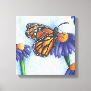 Mariposa en Flores Lienzo Envuelto (12" x 12")