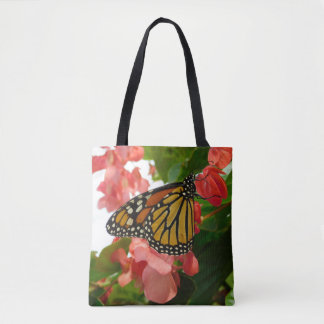 Mariposa en la bolsa de tote impresa con flores ro