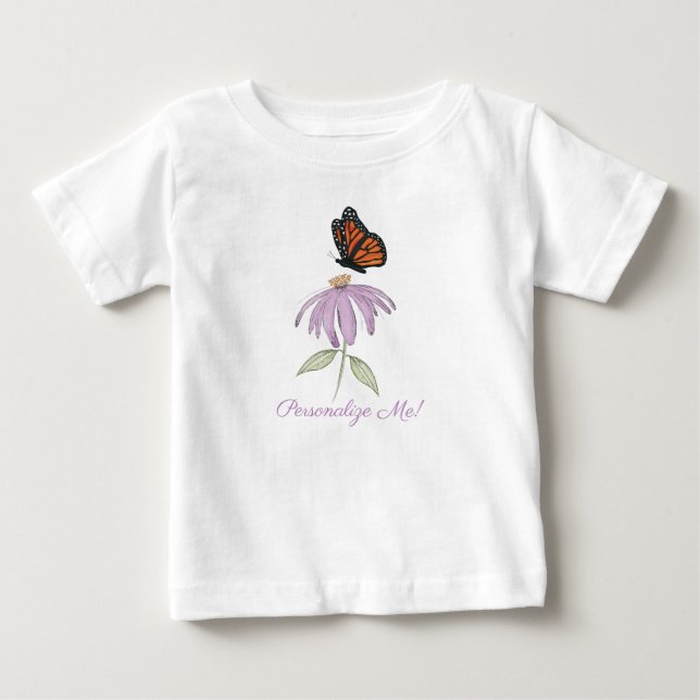 Mariposa en la flor de cono Bebé en la camiseta de (Anverso)
