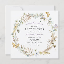 Mariposa en la invitación de Baby Shower Way Boho
