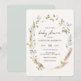 Mariposa en la invitación de Baby Shower Way Boho