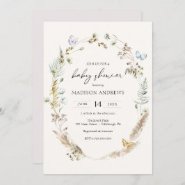 Mariposa en la invitación de Baby Shower Way Boho