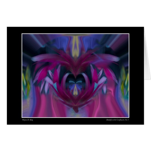 Mariposa en la tarjeta Cornflowers No 3 (Anverso (Horizontal))