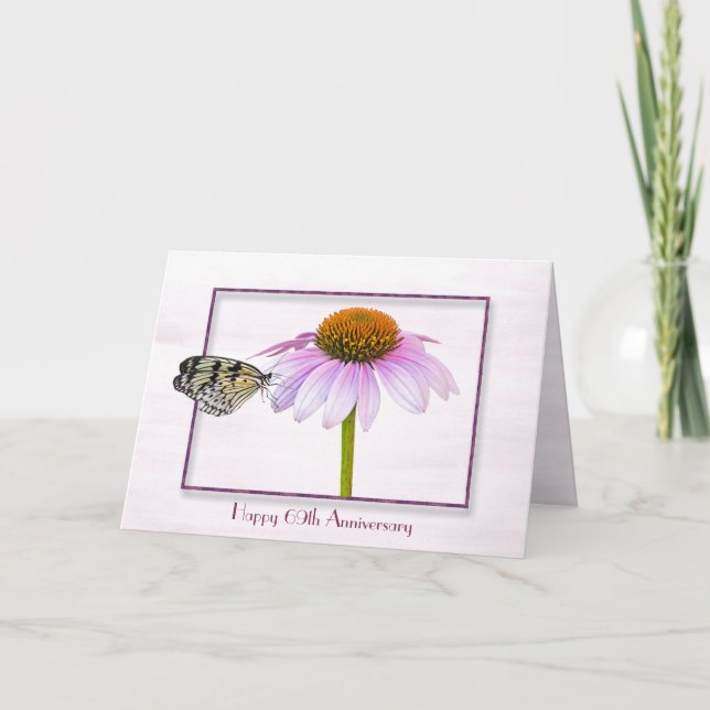 Mariposa en la tarjeta de 69 años de las flores de (Anverso)