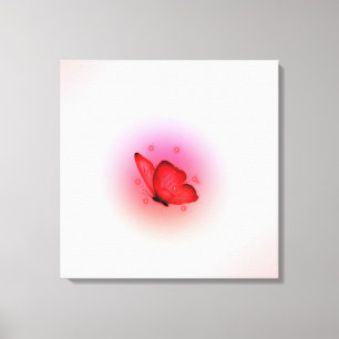 Mariposa en lienzo de pared en color rojo