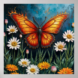 Mariposa en llamas fantasía arte chamomile blanco