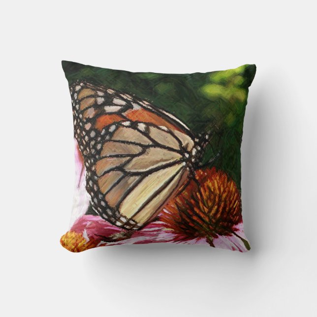 Mariposa en mi Cojín decorativo 16" del jardín x (Anverso)