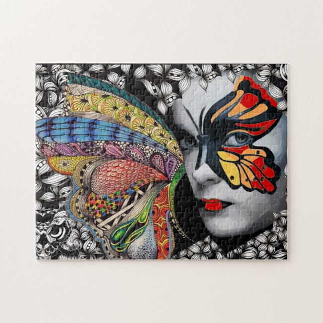 Mariposa en rompecabezas de las ventanas (Horizontal)