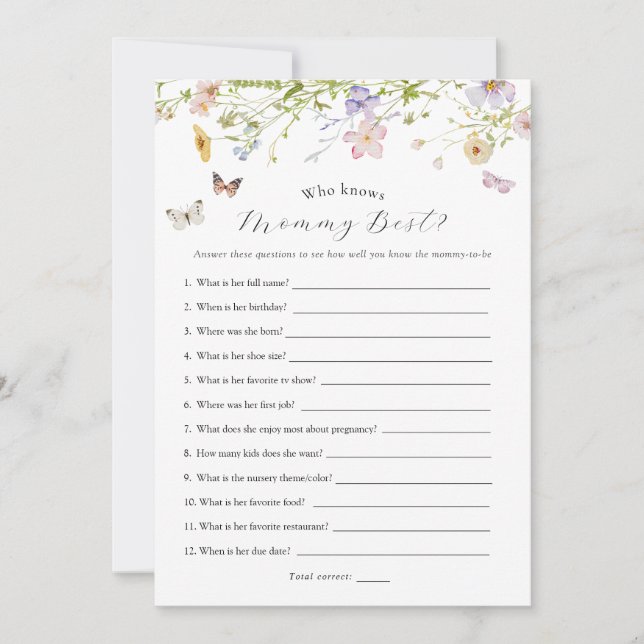 Mariposa flor silvestre que conoce la tarjeta de j (Anverso)