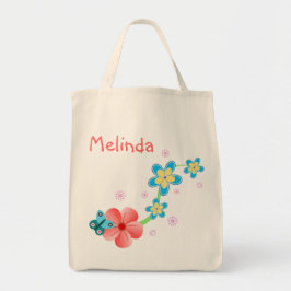 Mariposa Flora Azul Rosa Grande Bolsa De Tosta