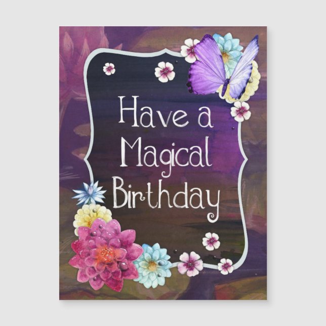 Mariposa floral colorida tiene un cumpleaños mágic (Anverso)
