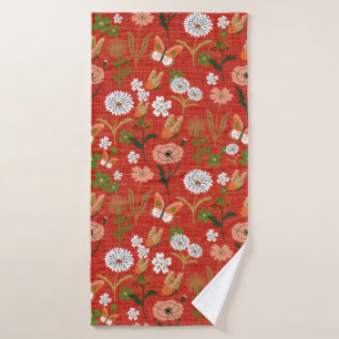 Mariposa floral de bambú rudo Shamrock en rojo