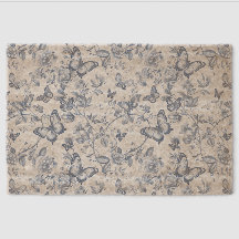 Mariposa floral de toile francés azul acuarela