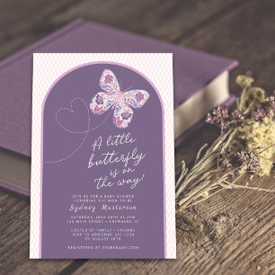 Mariposa floral en vuelo Invitación a Baby Shower