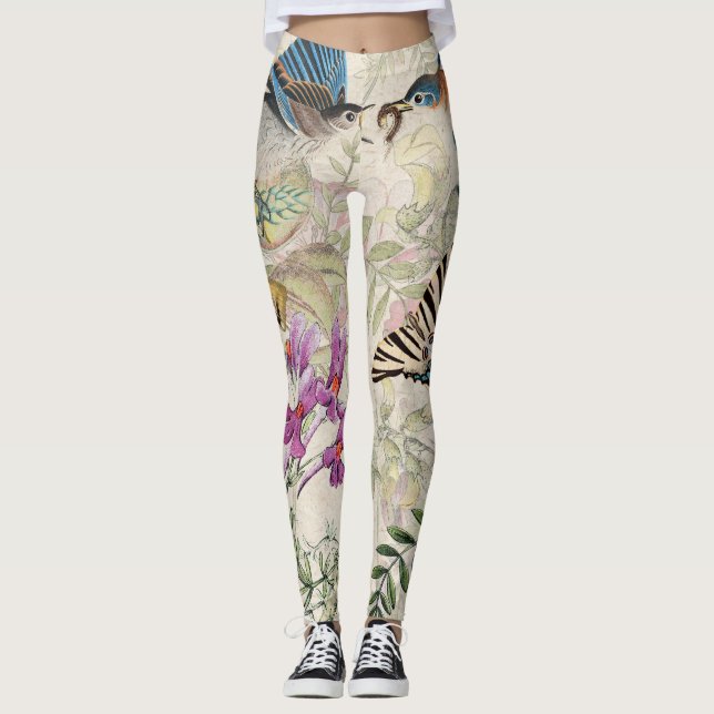 Mariposa floral Legging de los pájaros del (Anverso)