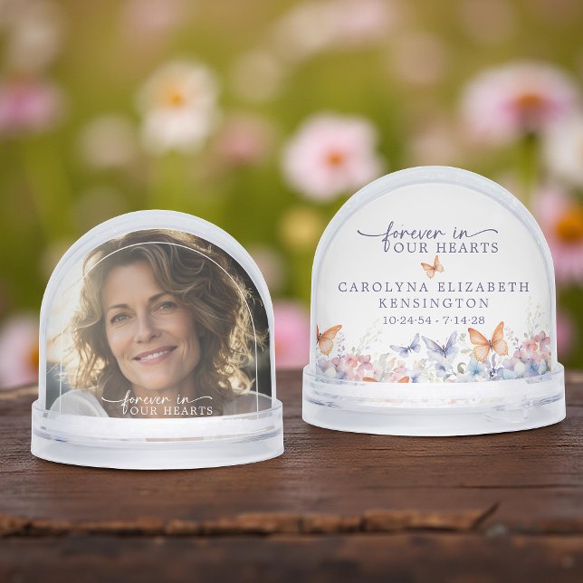 Mariposa Floral Memorial Foto Keepsake (Butterfly Floral Memorial Photo Keepsake Snow Globe)
