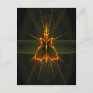 Mariposa fractal en postal de fondo negro