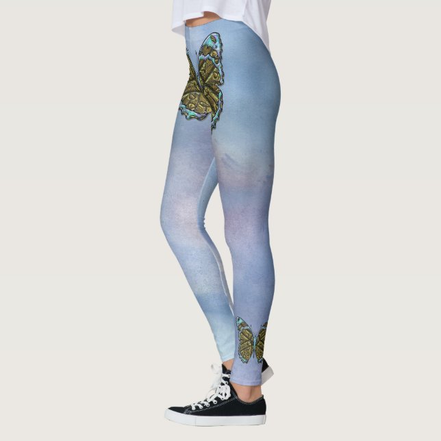 Mariposa grabada 3 Opciones Leggings (Izquierda)