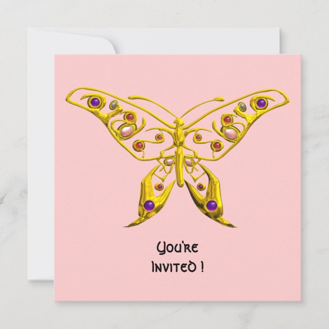 MARIPOSA HIPER ORO, INVITACIÓN DE BODAS DE GEMAS R (Anverso)