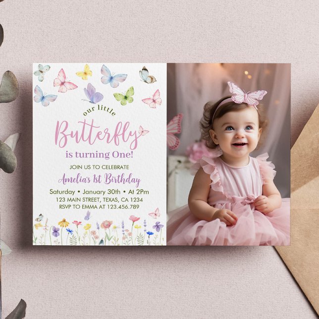 Mariposa Invitación a cumpleaños bebé Foto (Subido por el creador)