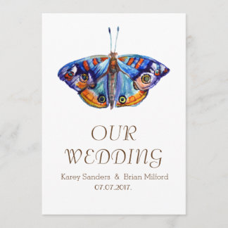 Mariposa, invitación rústica de la boda de la lona