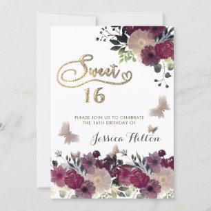 Mariposa jardín floral dulce invitación dieciséis