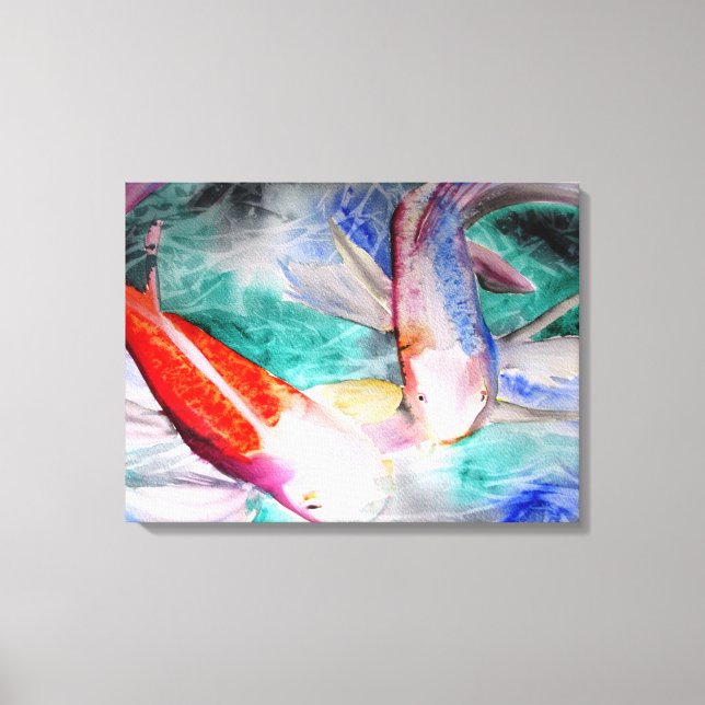 Mariposa Koi acuarela pintura arte japonés (Anverso)