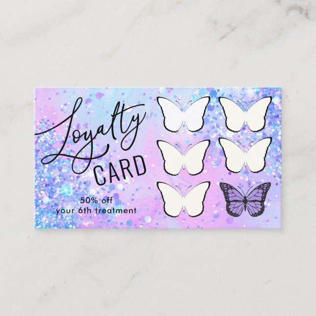 mariposa lavanda de tarjeta de fidelidad (Anverso)