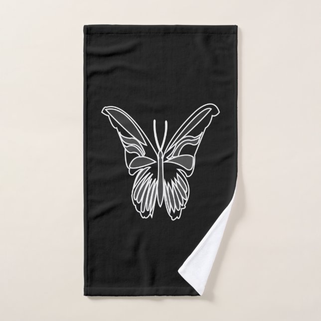 Mariposa Luna Blanca y Negra (Toalla de mano)