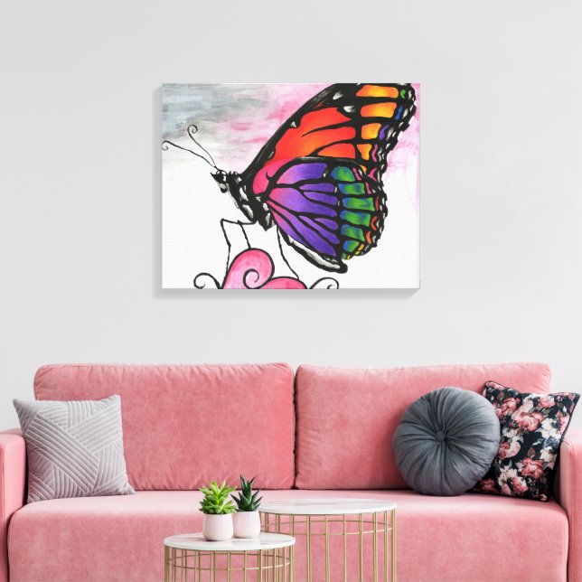 Mariposa Monarca Arcoíris Arte de Fantasía Origina (Insitu (Sala de estar))