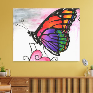 Mariposa monarca arcoiris Fantasía Original Arte
