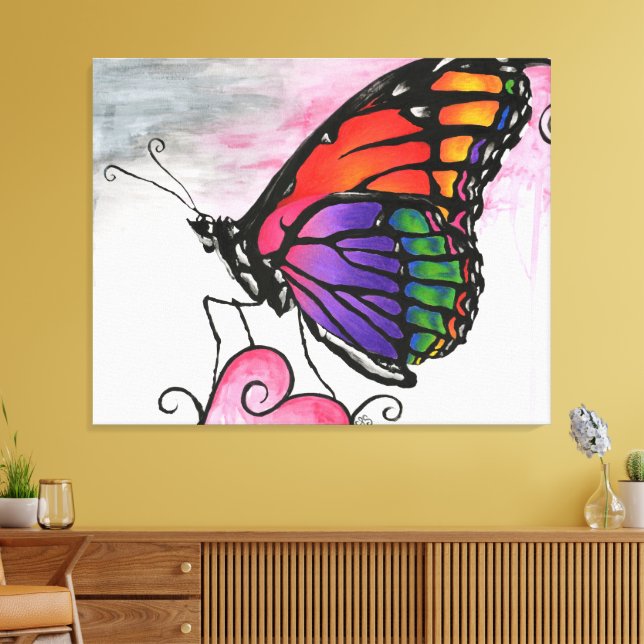 Mariposa monarca arcoiris Fantasía Original Arte (Insitu (Sala de estar))