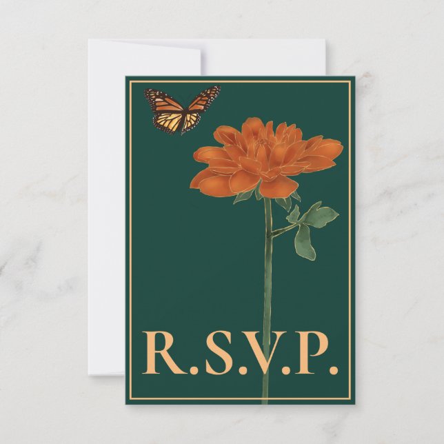 Mariposa Monarca Dailiah Forest Green QRC RSVP (Anverso)