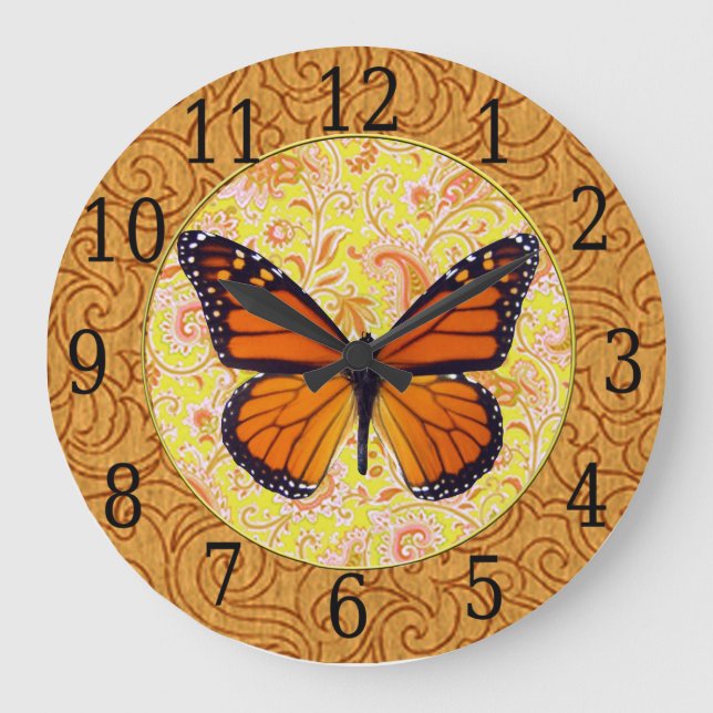 Mariposa Monarca En El Reloj De Paisley (Anverso)