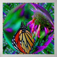 Mariposa Monarca En Una Burbuja Resumen Arte De La