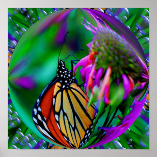 Mariposa Monarca En Una Burbuja Resumen Arte De La