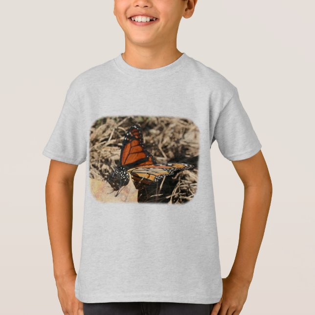 Mariposa Monarca Sobre Camiseta Natural De Los Niñ (Anverso)