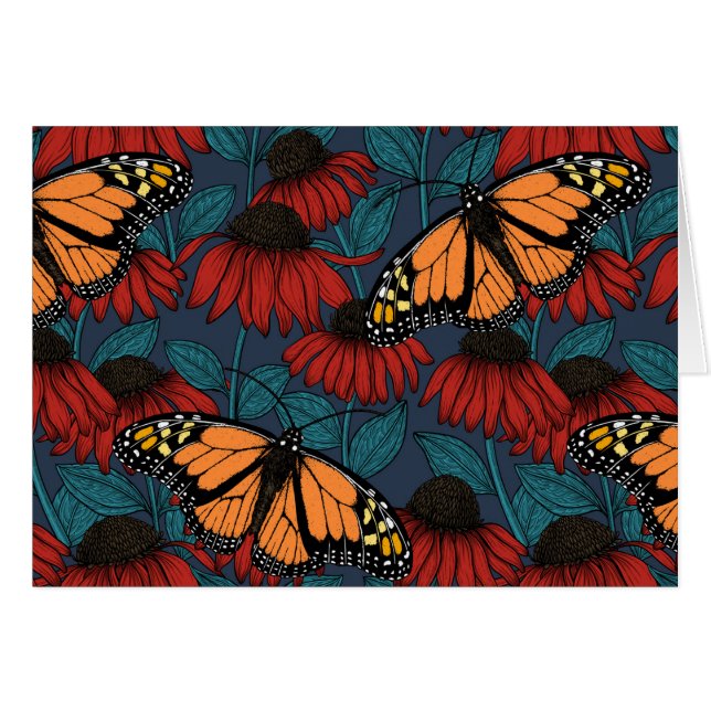 Mariposa monarca sobre las colmenas rojas (Anverso (Horizontal))