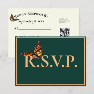 Mariposa monarca verde simple QRC RSVP