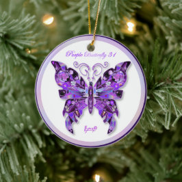 Mariposa morada 31 Ornamento cerámico