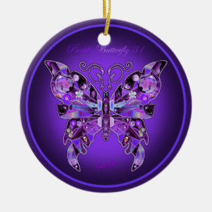 Mariposa morada 31 Ornamento cerámico